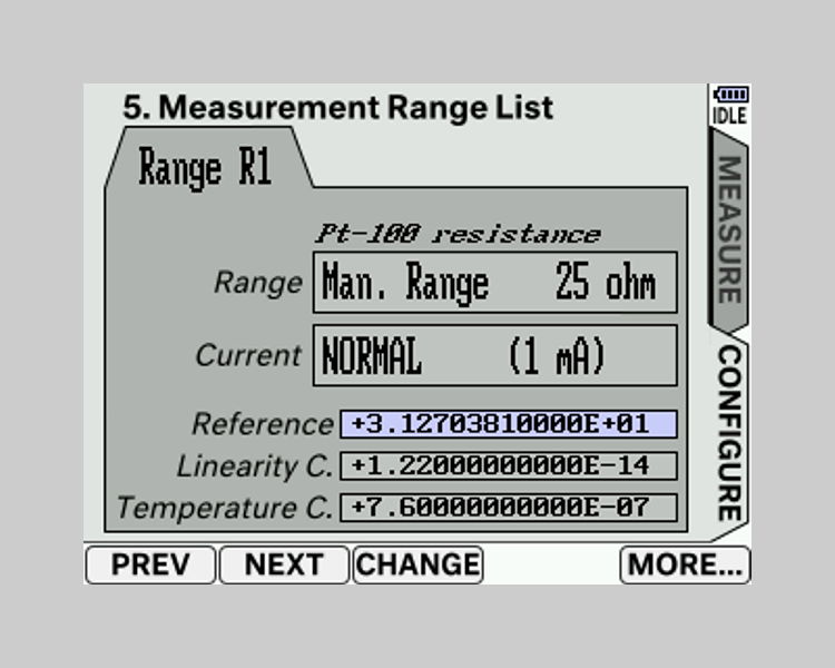 UT-ONE B03B Configuration page <mark>5. Measurement Range List</mark> - Range R1